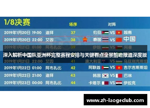 深入解析中国队亚洲杯完整赛程安排与关键看点全景前瞻报道深度版 深入解析中国队亚洲杯完整赛程安排与关键看点全景前瞻报道深度版