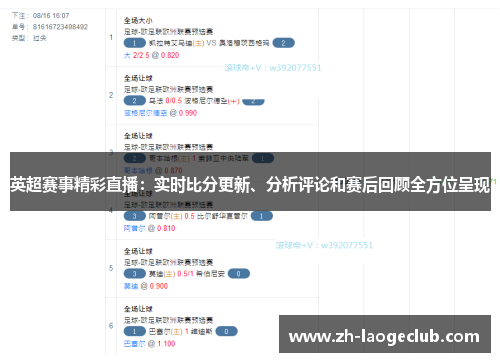 英超赛事精彩直播：实时比分更新、分析评论和赛后回顾全方位呈现